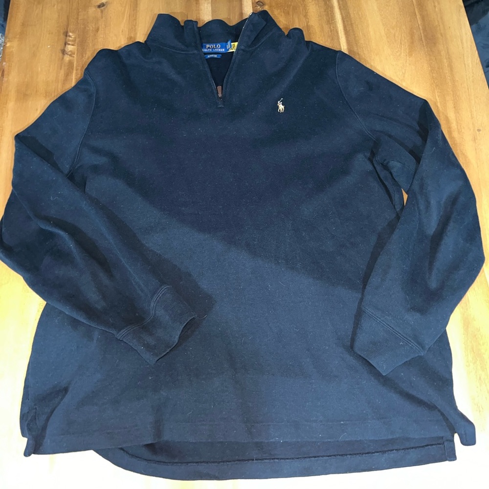 Men’s EUC Polo Ralph Lauren Quarter Zip Pullover. Dark Blue. Estate Rib, XL